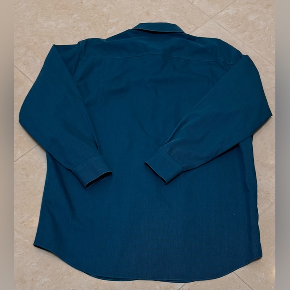 Paul Fredrick Men's Teal Long Sleeve Shirt Classic fit Non - Iron 16 1/2 + 33 - Picture 2 of 9